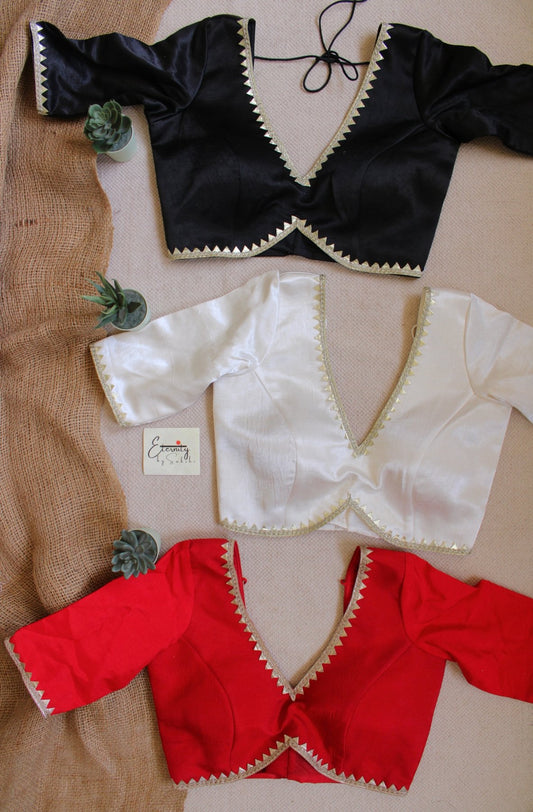 Black + White + Red (Radhika) (Combo Blouse) - Eternity by Sakshi