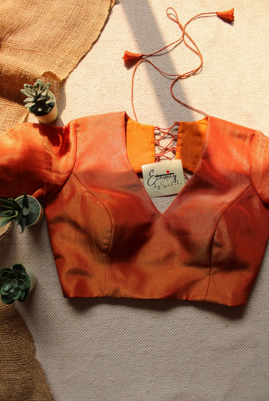 Orange Tissue Elastic Blouse - Eternity by Sakshi