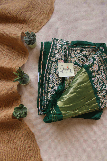 Green Modal Silk Saree with Gotta Work