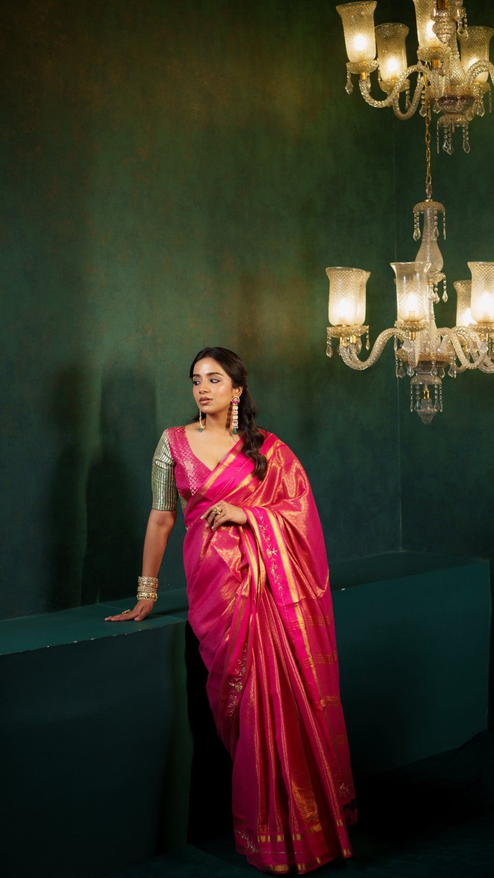 Rani Pink Jacquard Handwork Saree - Eternity by Sakshi