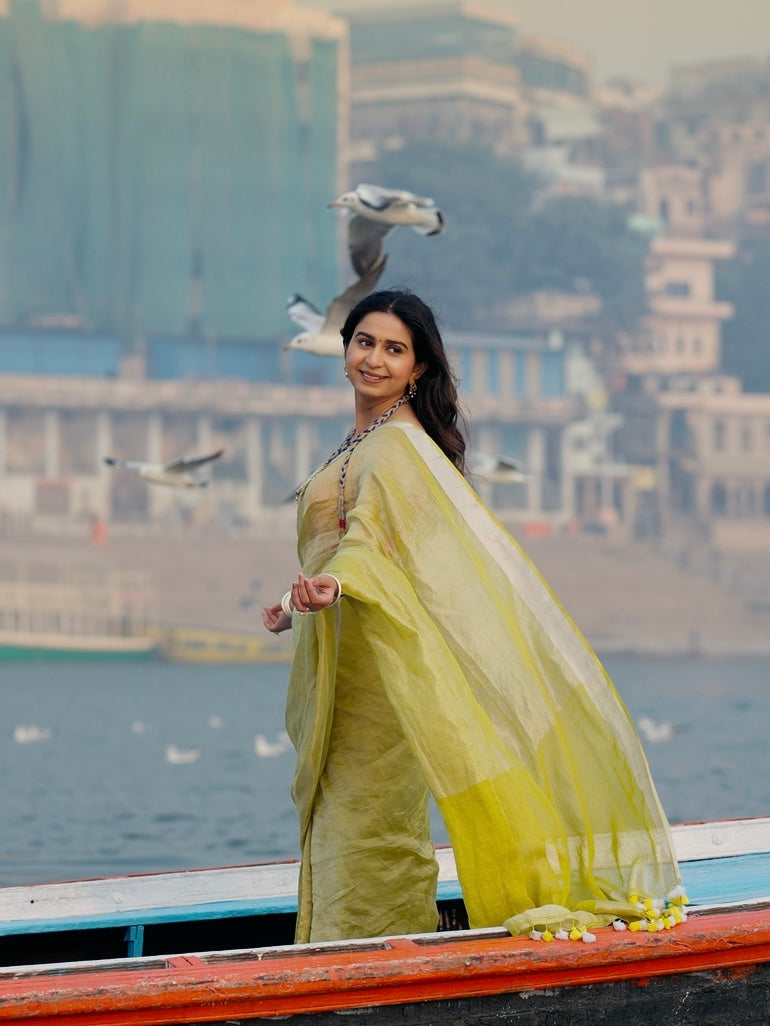 Metallic Yellow Saree