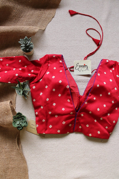 Red Bandhani Blouse - Eternity by Sakshi