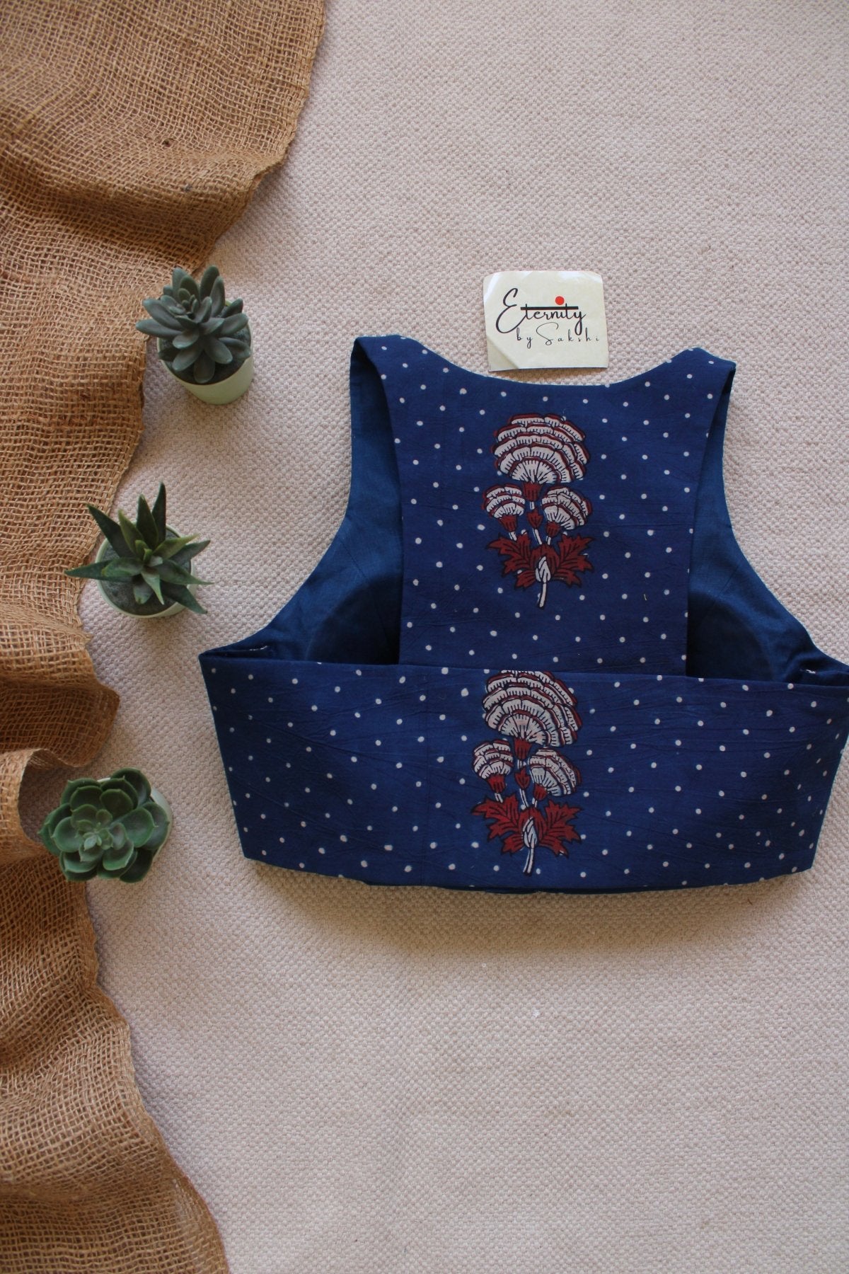 Gulmohar Blue Ajrakh Blouse - Eternity by Sakshi