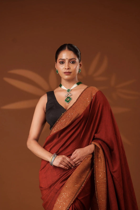 Rust Orange Shakti saree - Eternity by Sakshi
