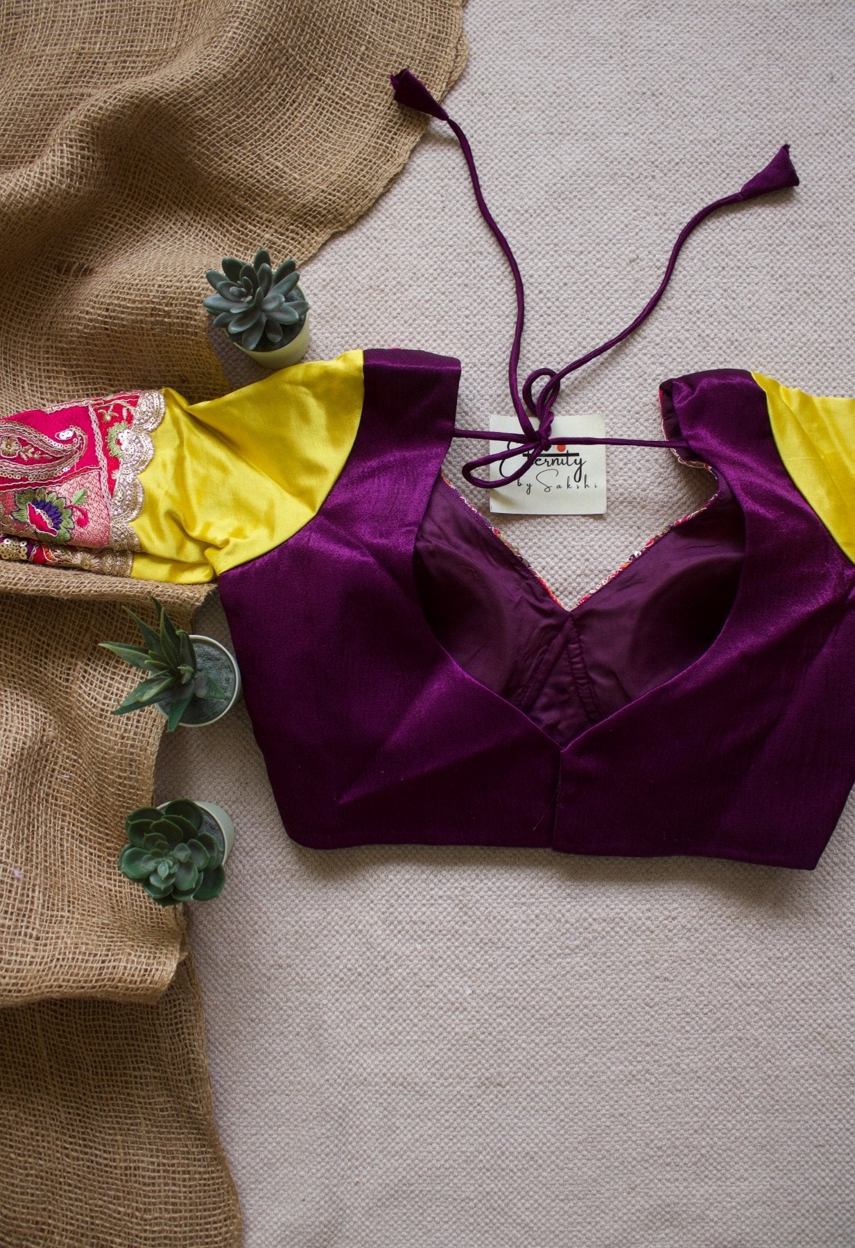 Navratri Yellow Purple Multicolor Blouse - Eternity by Sakshi