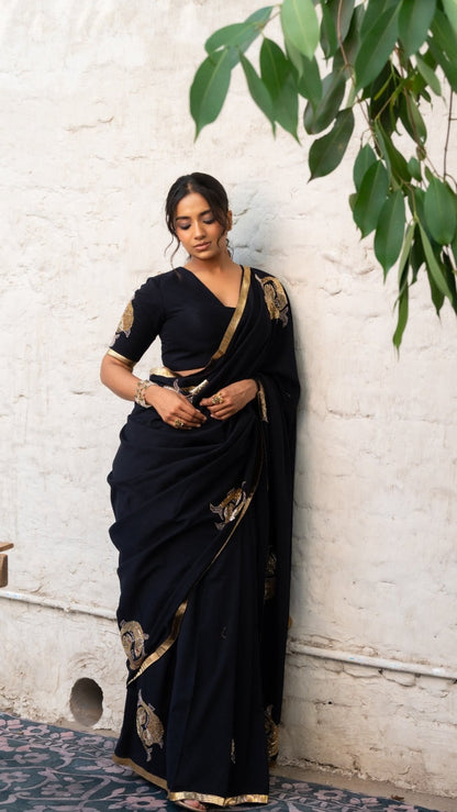 Midnight Jalpari Elegance Handwork Saree - Eternity by Sakshi