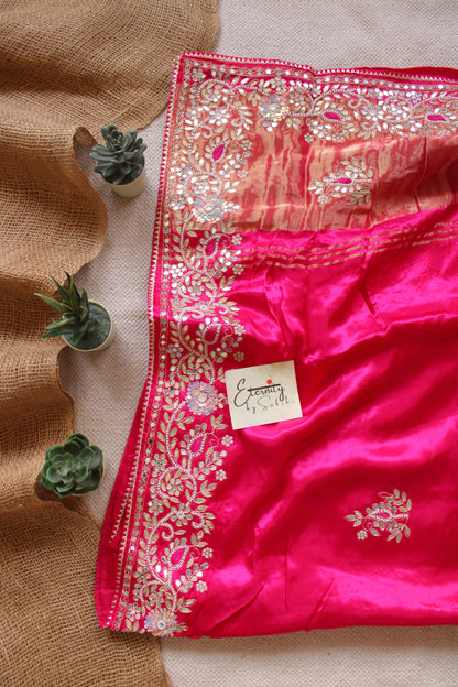 Pink Modal Silk Saree with Gotta Work