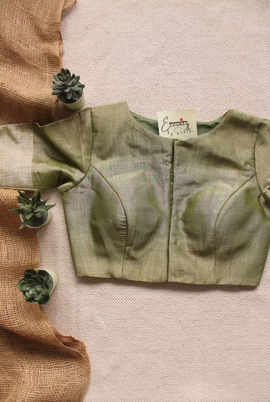 Parrot Green Metallic Tissue Blouse - Eternity by Sakshi