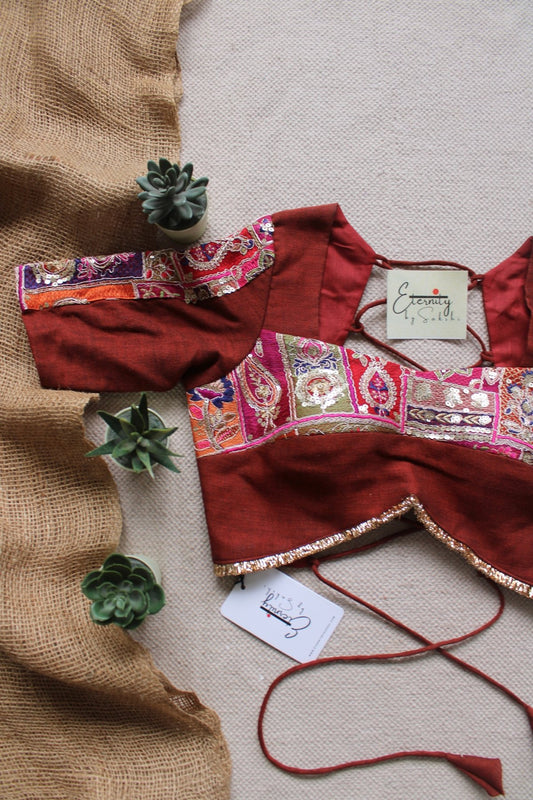 Gerua Navratri Patch Blouse - Eternity by Sakshi