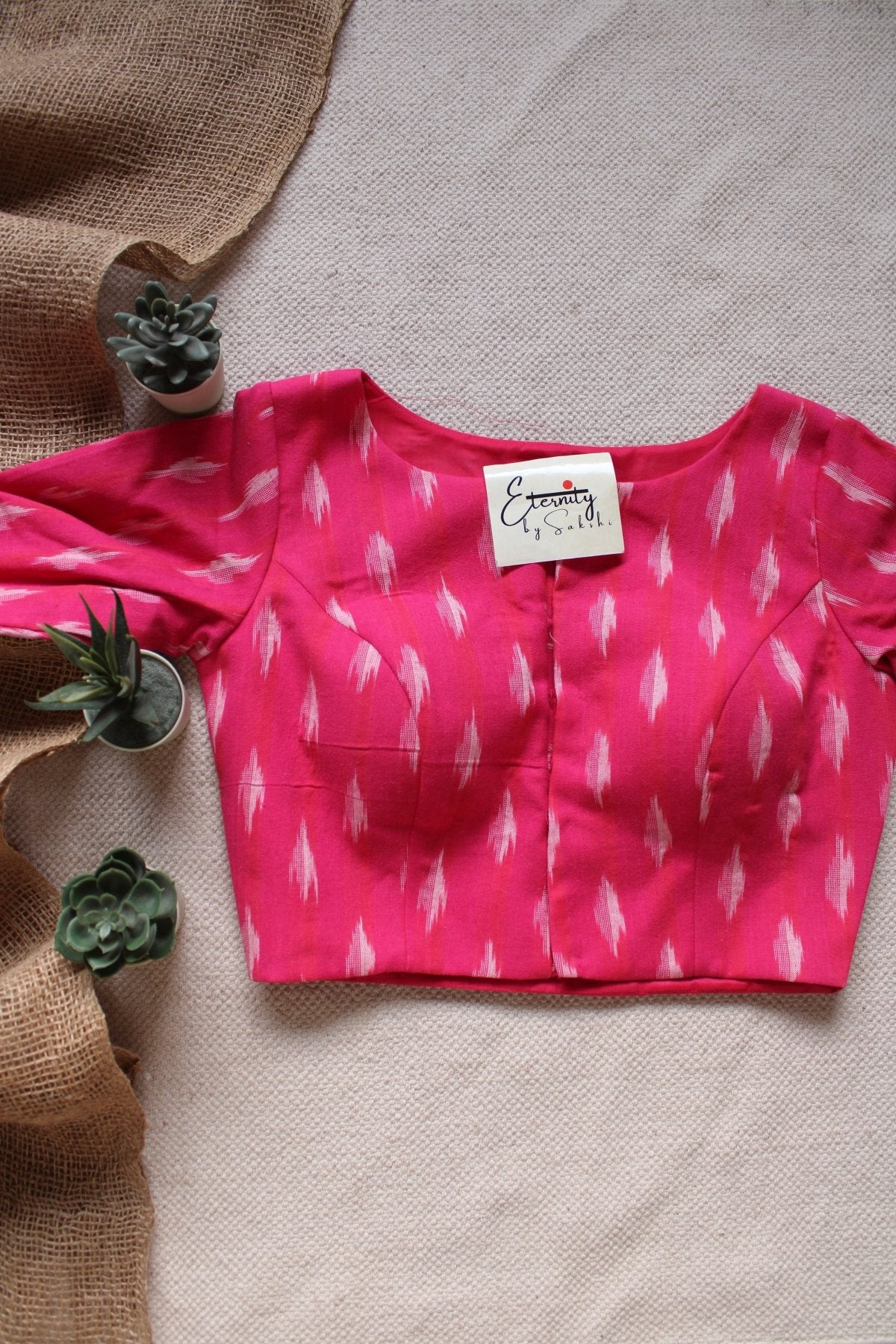 Rose Pink Ikkat Blouse - Eternity by Sakshi