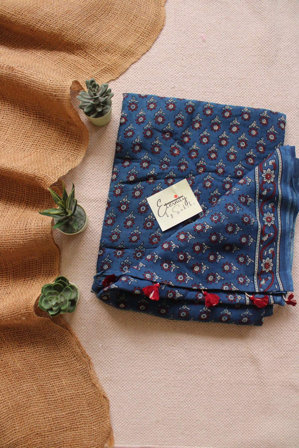 Indigo Rajneel Ajrakh Saree