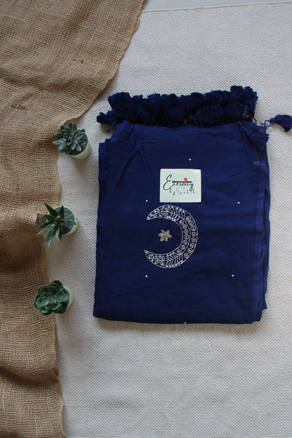 Midnight Blue MAHEK HANDWORK SAREE + Royal Blue Sitara Noorie Blouse Combo - Eternity by Sakshi