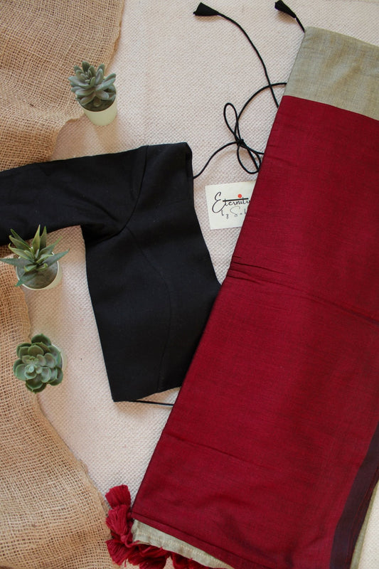 Beet Office Saree + Black Shadow Blouse Combo - Eternity by Sakshi