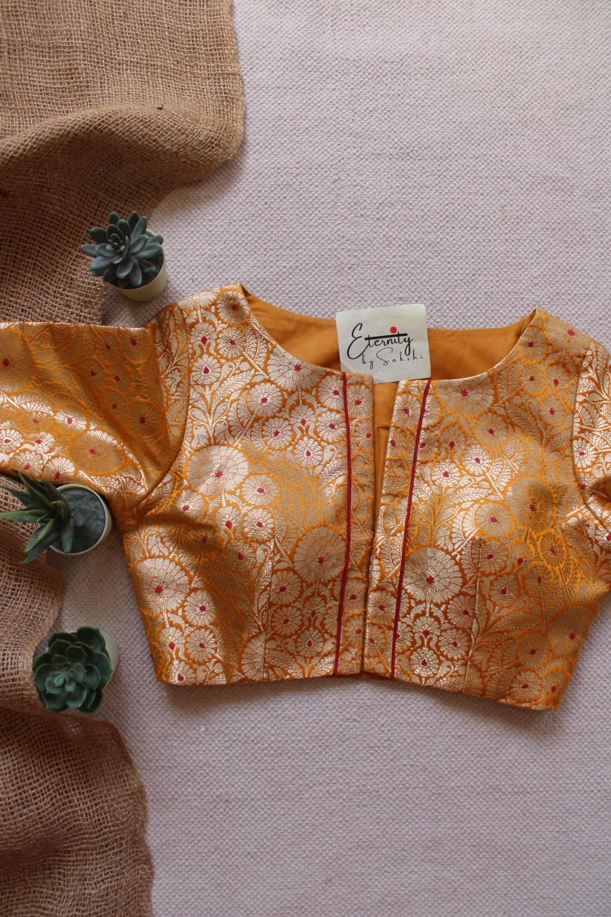 Yellow Utsav Brocade Blouse - Eternity by Sakshi