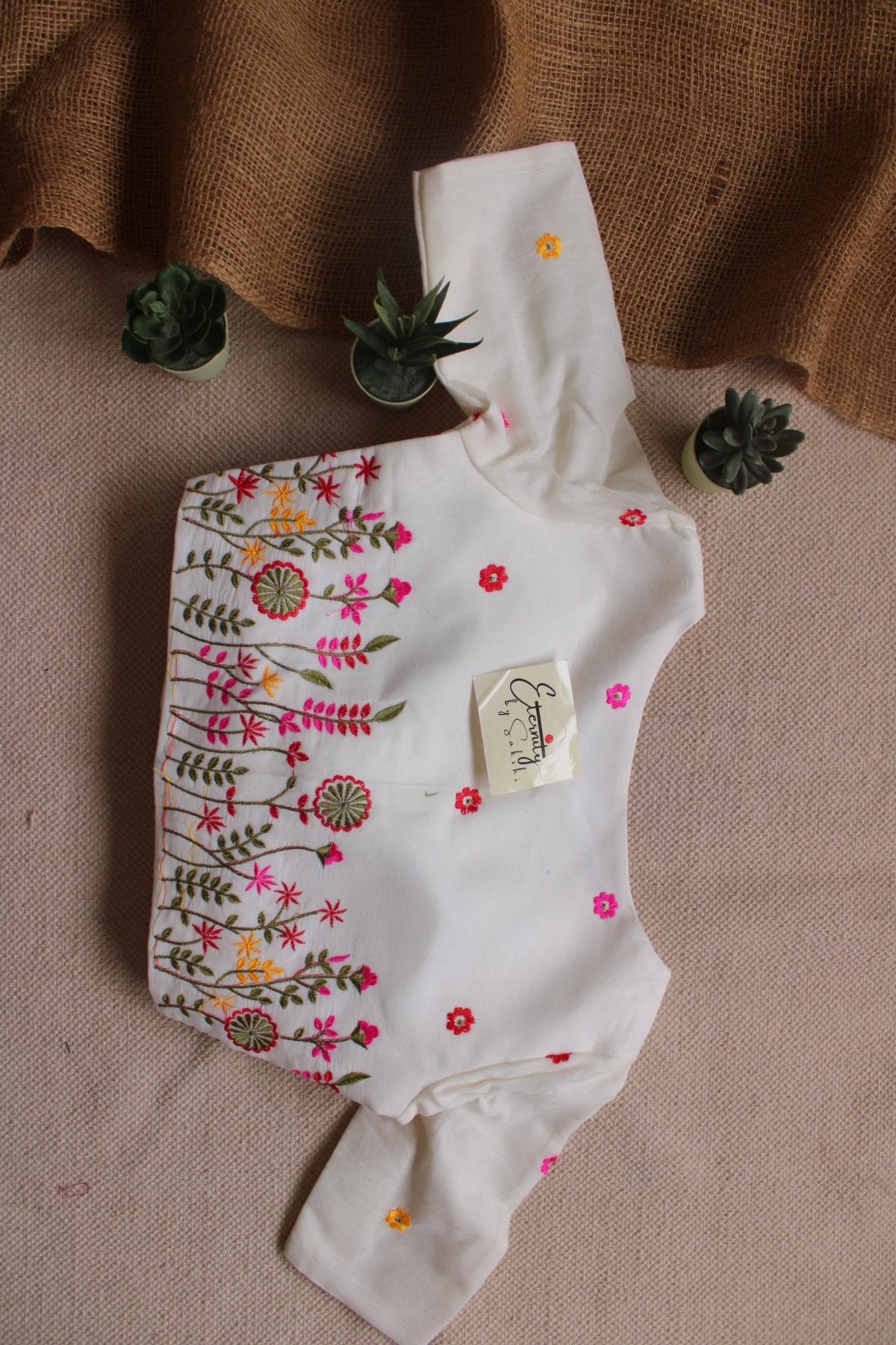 White Machine Embroidery Blouse - Eternity by Sakshi