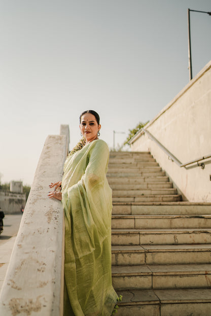 Mint Molten Saree