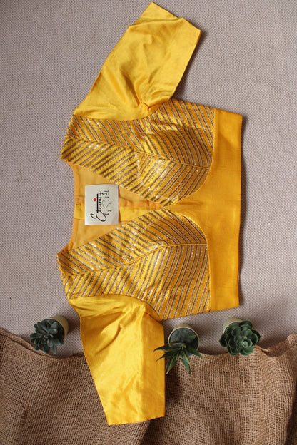 Yellow Dhruv Tara Patch Blouse - Eternity by Sakshi