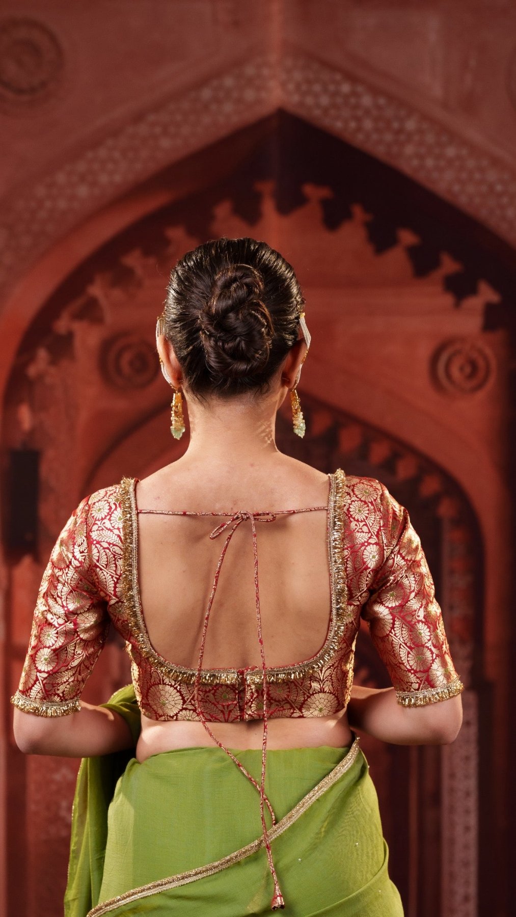 Red Noor Navratri Banarasi Brocade Blouse | Padded, Back Hook - Eternity by Sakshi