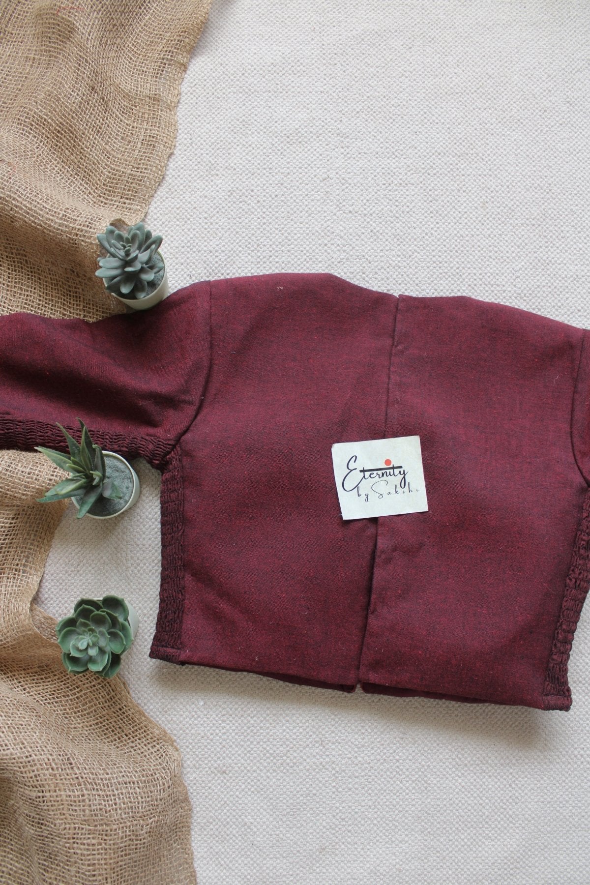 Maroon Double Zip Mood With Sleeves Stretchable Blouse - Eternity by Sakshi