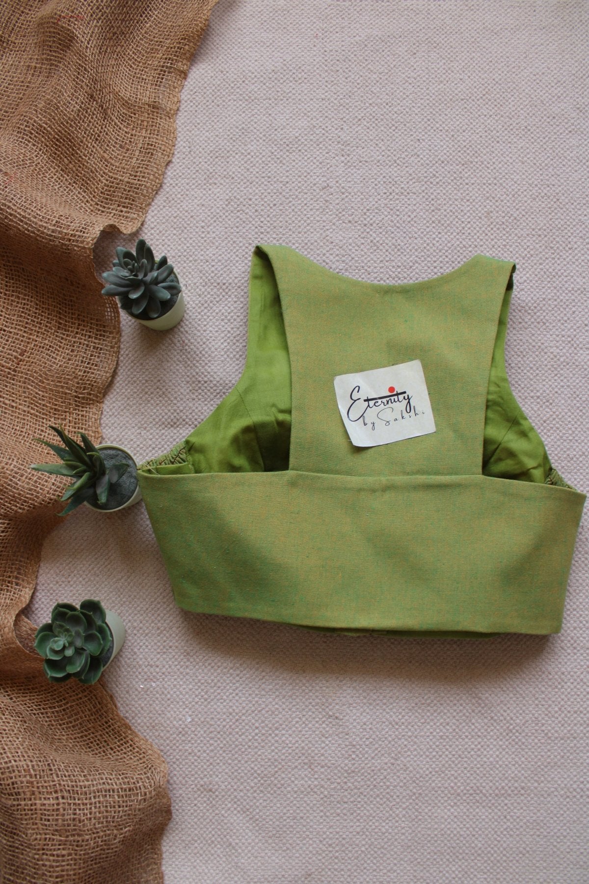 Gulmohar Green Petal Stretchable Blouse - Eternity by Sakshi