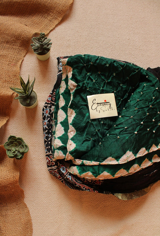 Green Modal Bandhani Saree - Eternity by Sakshi