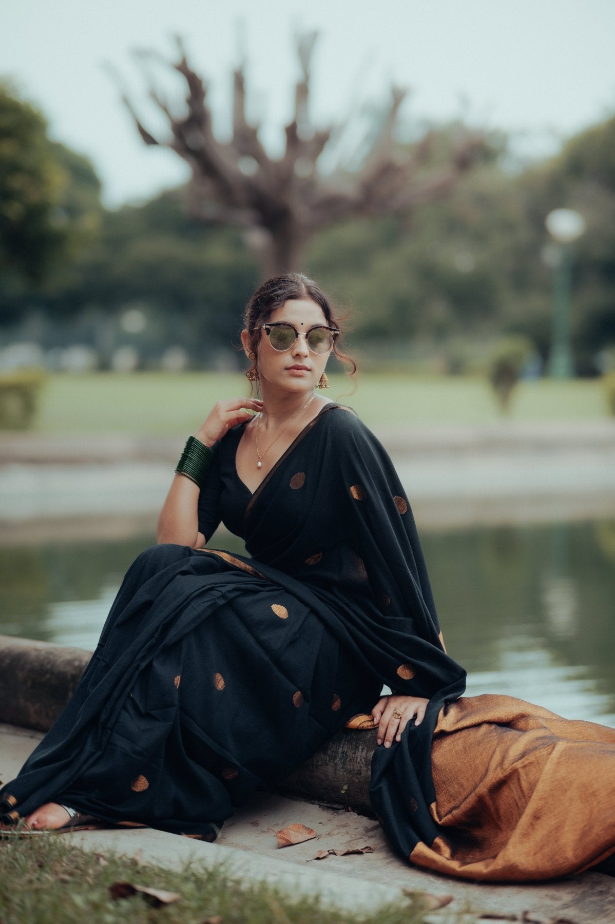 Black Polka Saree - Eternity by Sakshi