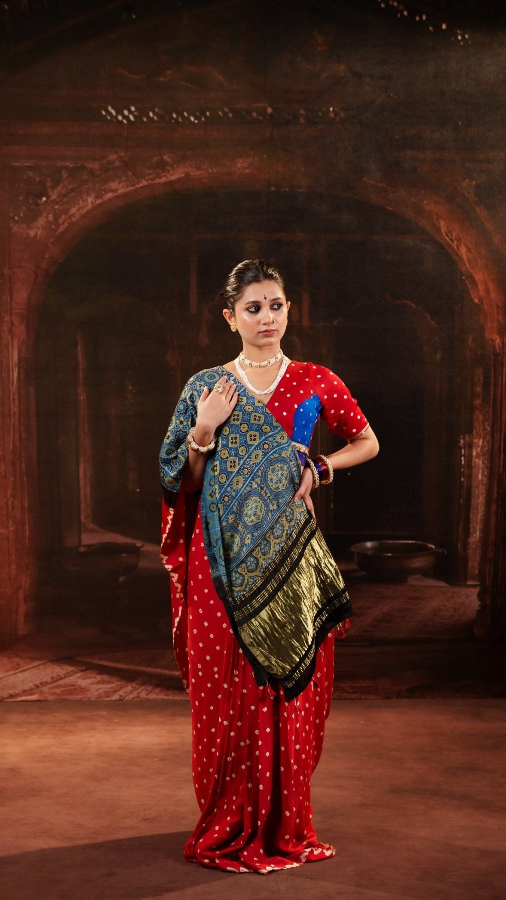 Red Modal Bandhani Saree - Eternity by Sakshi