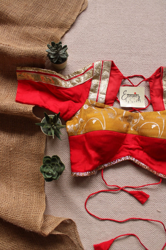 Red Yellow Navratri Patch Limited Edition Blouse - Eternity by Sakshi