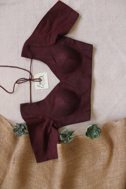 Maroon Madhubala With Sleeves Blouse - Eternity by Sakshi