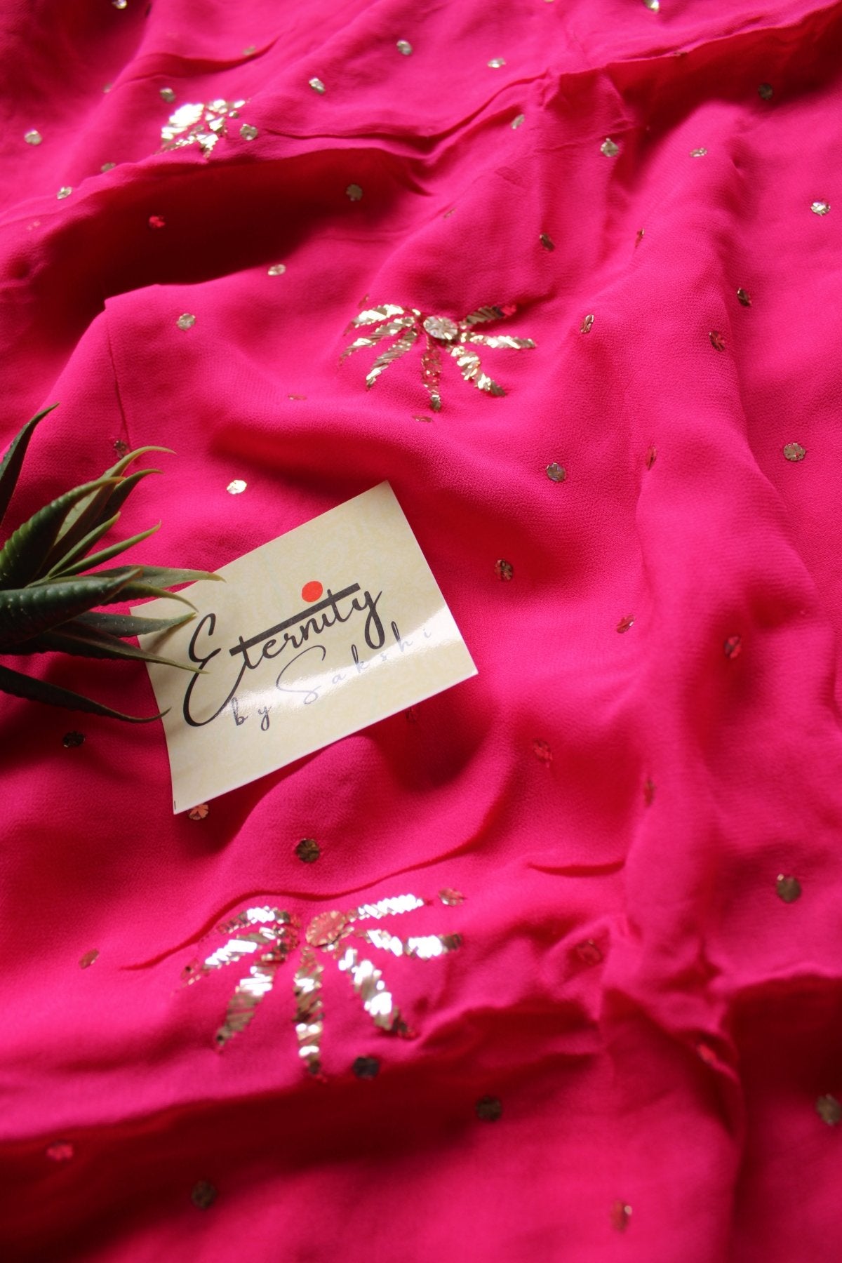 Rose Pink Kamdani Mukesh Handwork Saree - Eternity by Sakshi