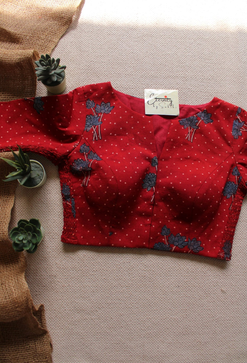 Raspberry Ajrakh Stretchable Blouse – Eternity by Sakshi