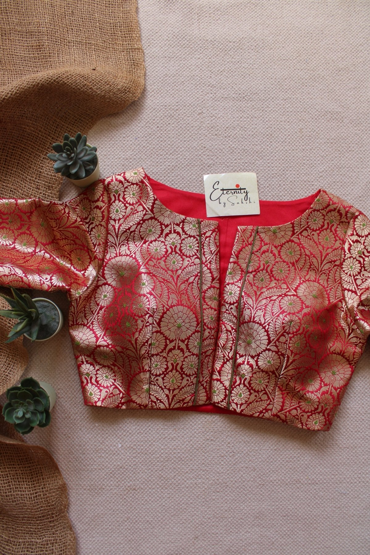 Red Utsav Brocade Blouse - Eternity by Sakshi