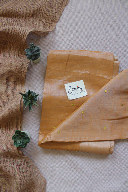 Yellow Metallic Tissue Saree