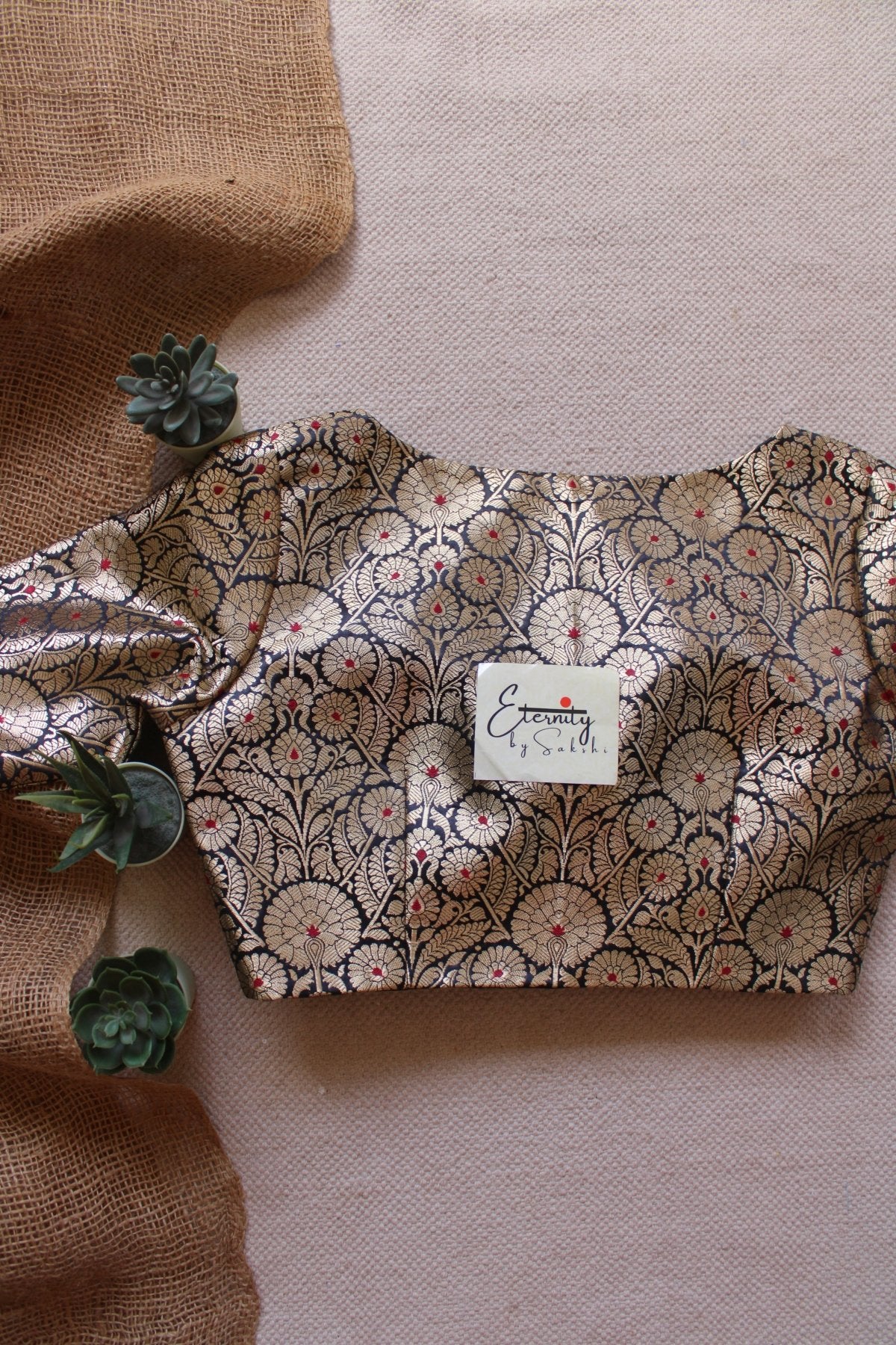 Black Utsav Brocade Blouse - Eternity by Sakshi