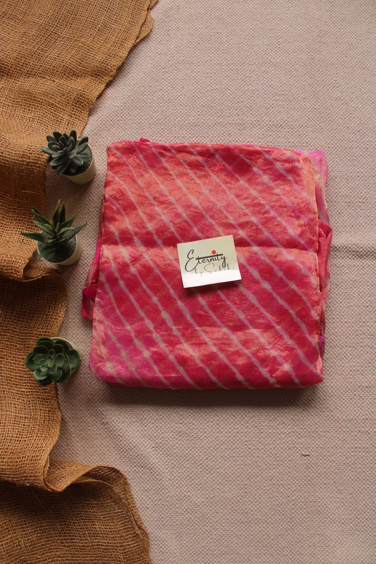 Pastel Pink Tissue Leheriya Saree - Eternity by Sakshi