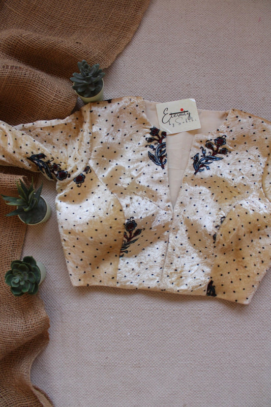 Butter Ajrakh Velvet Blouse - Eternity by Sakshi