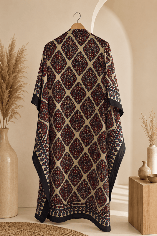 Kaftan Fabric Offwhite Blocks - Eternity by Sakshi