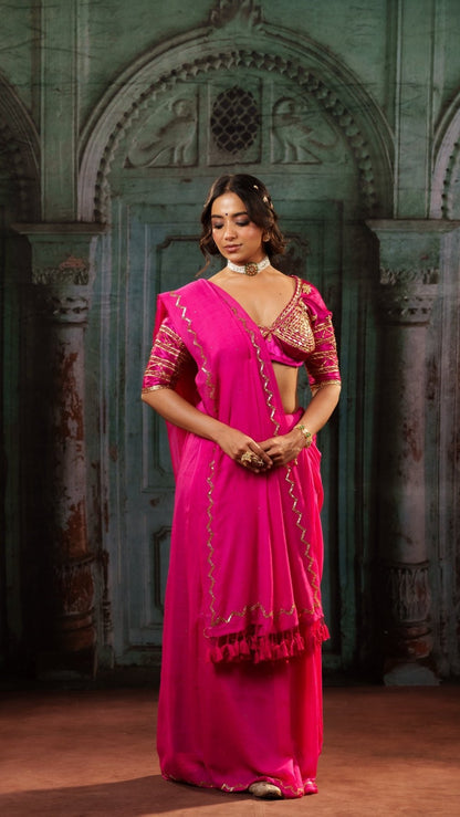 Rani Noor Saree + Rani Aangi Blouse Combo