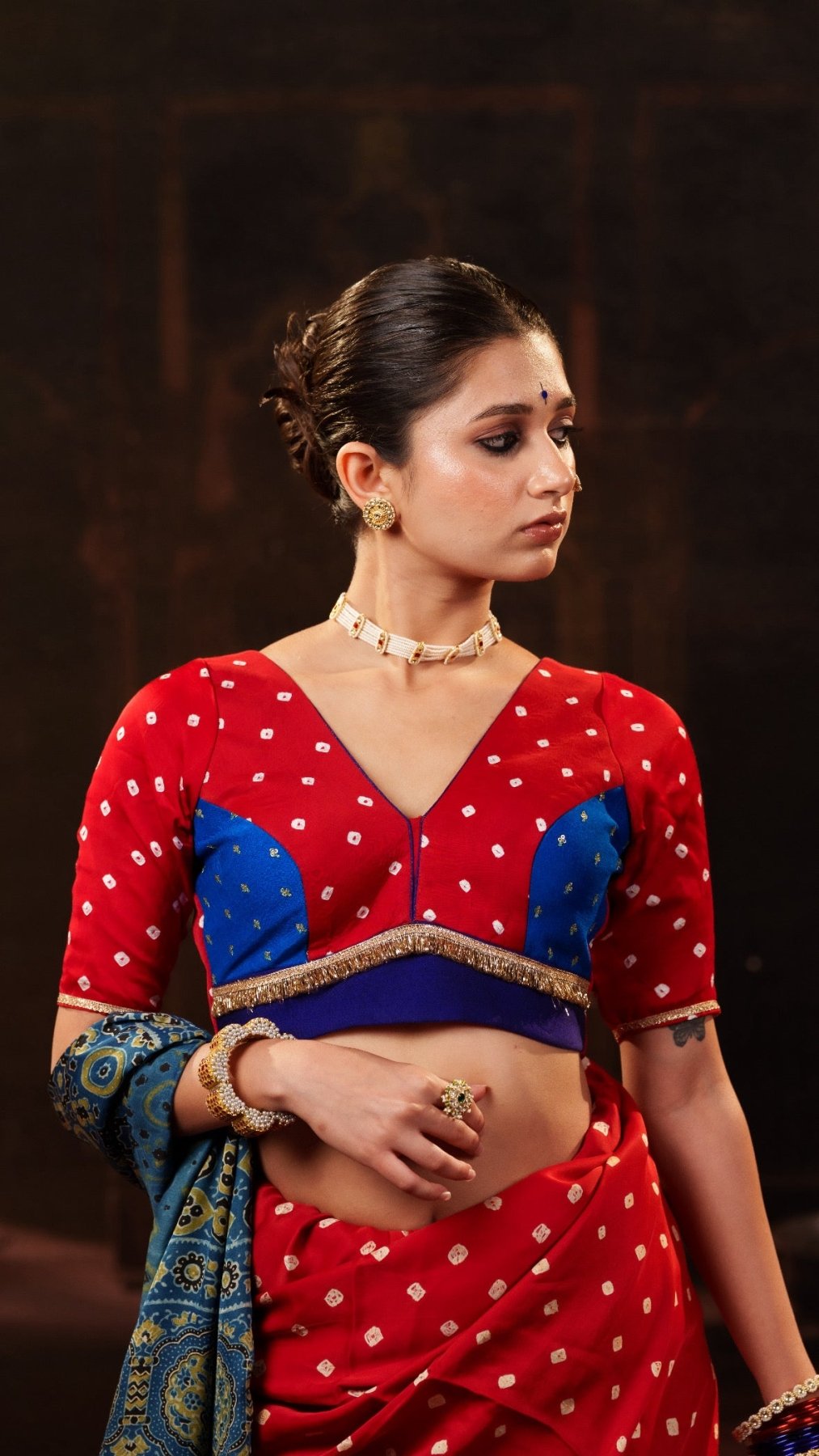 Red Bandhani Blouse - Eternity by Sakshi