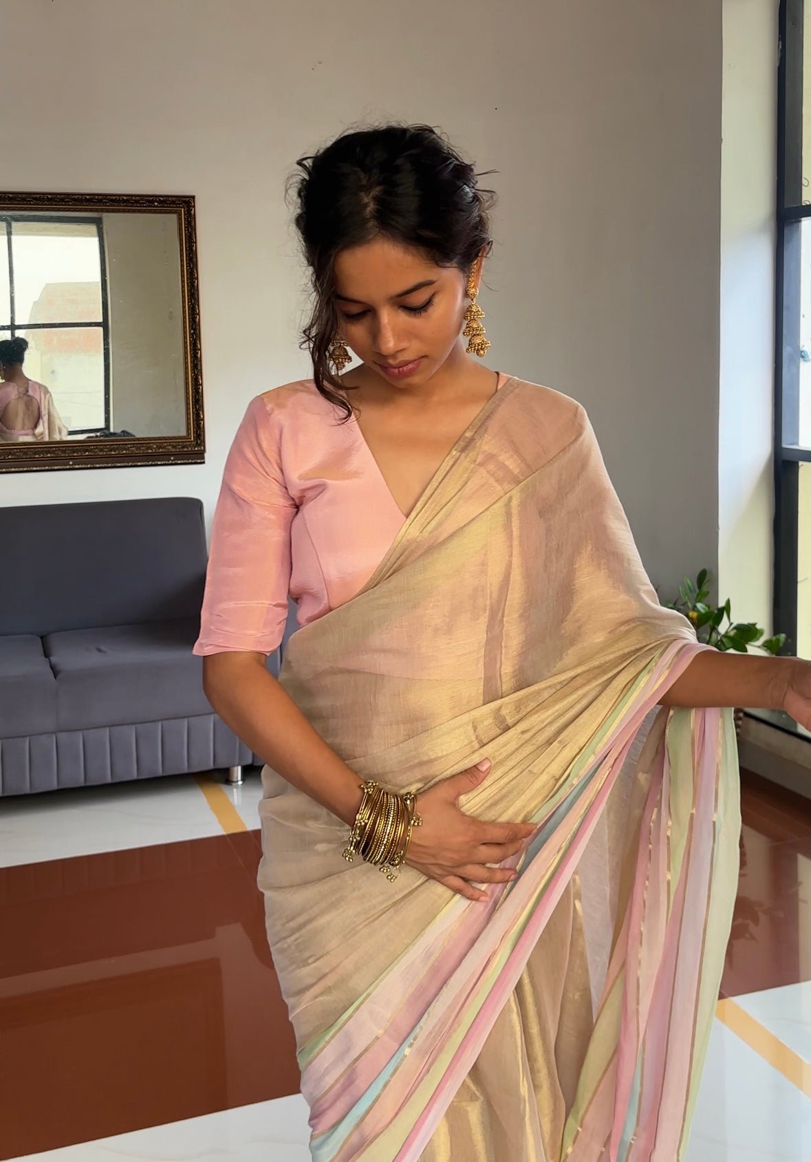 Pastel Whisper Tissue Saree- Onam - Eternity by Sakshi