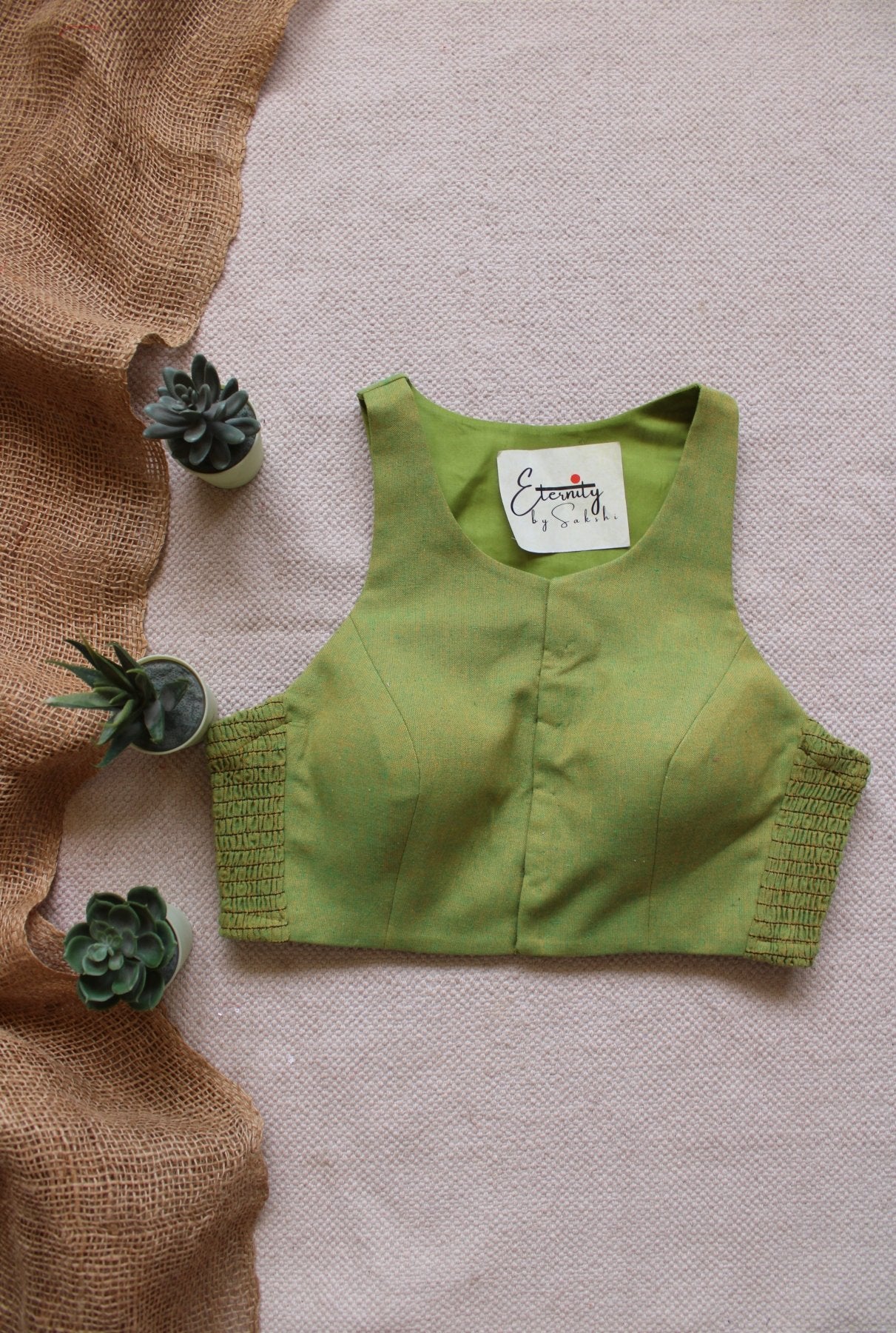 Gulmohar Green Petal Stretchable Blouse - Eternity by Sakshi