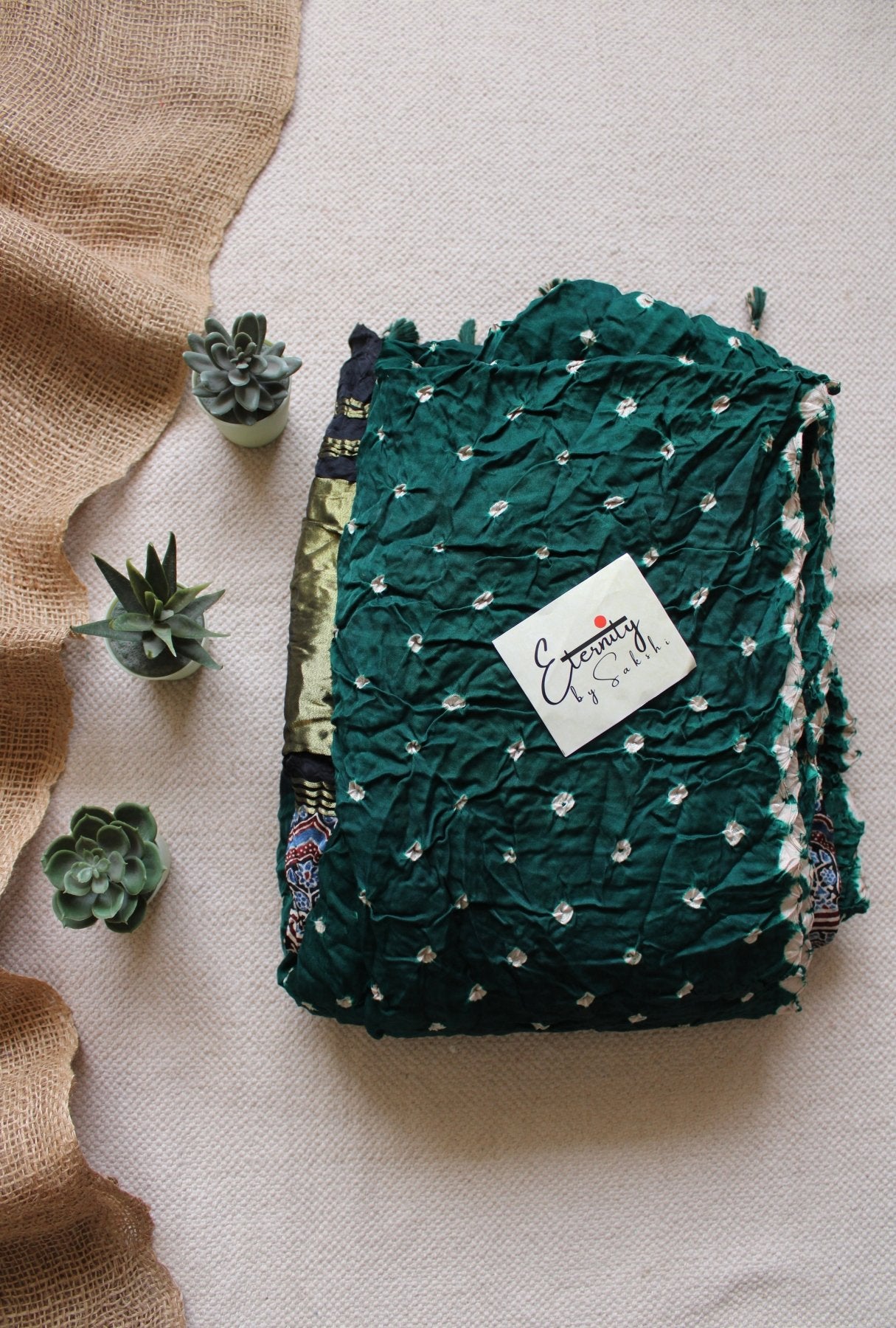 Green Modal Bandhani Saree - Eternity by Sakshi