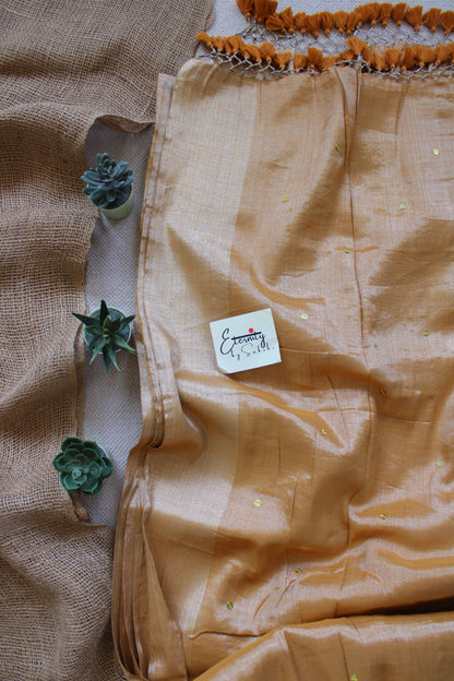 Yellow Metallic Tissue Saree