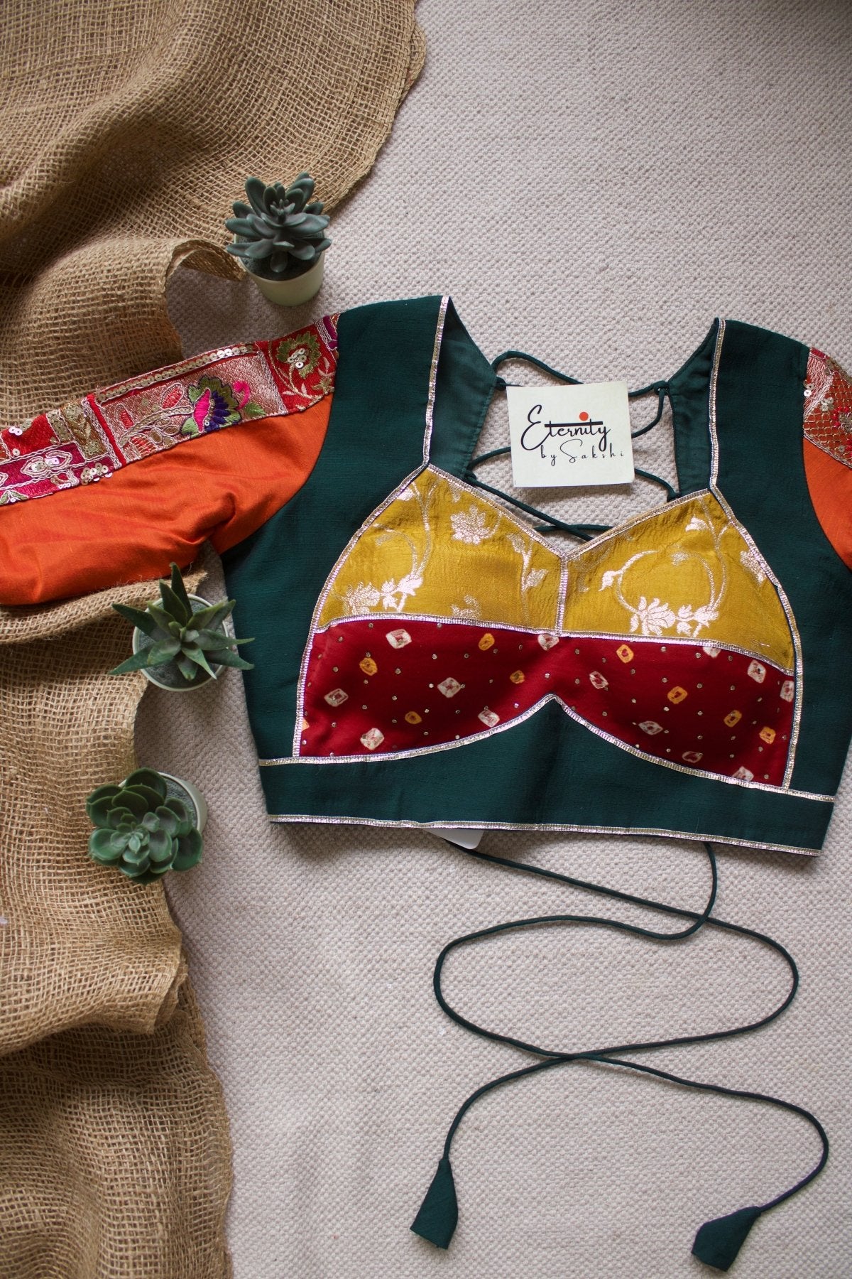 Navratri Bandhani Brocade Multicolor Blouse - Eternity by Sakshi