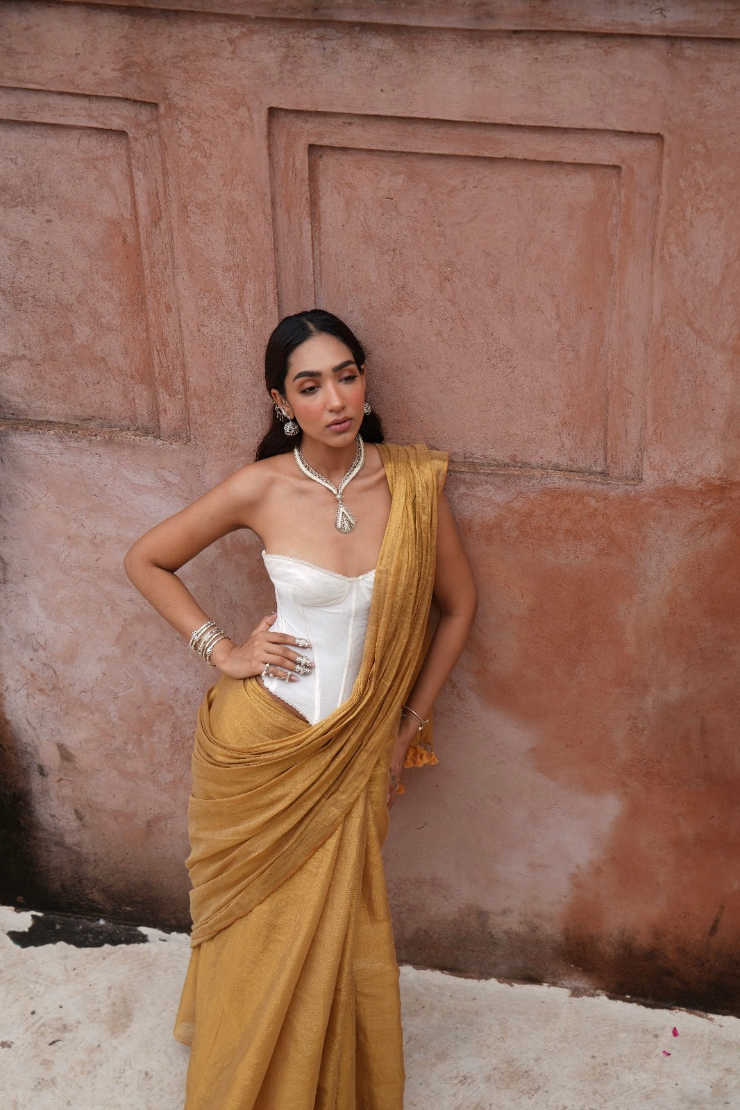 Molten Metal Gold Saree