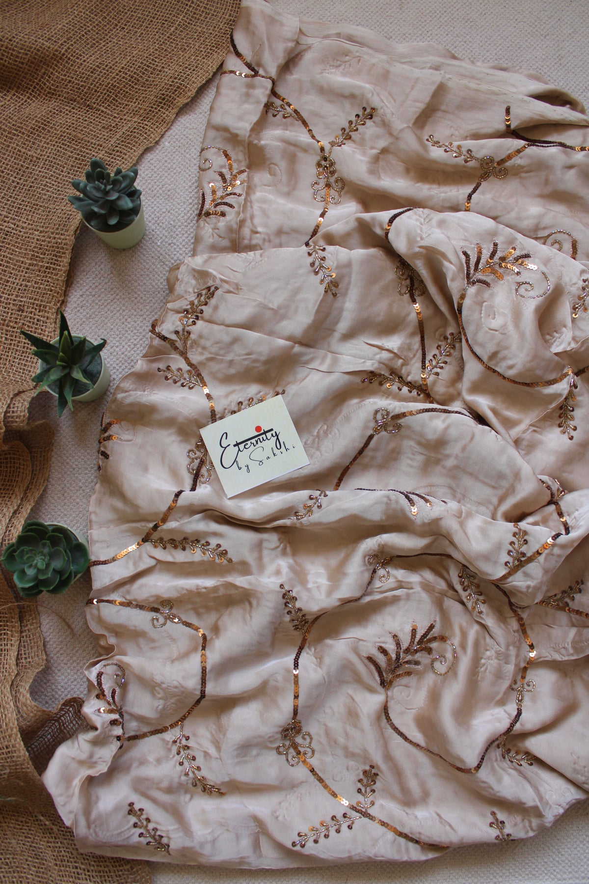 Biscuit Saundarya Modal Silk Handwork Saree