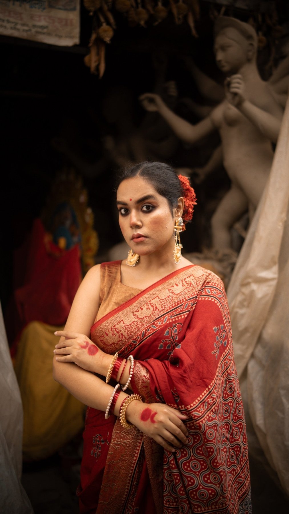 Exclsuive Dul Red Dola Silk Saree - Eternity by Sakshi