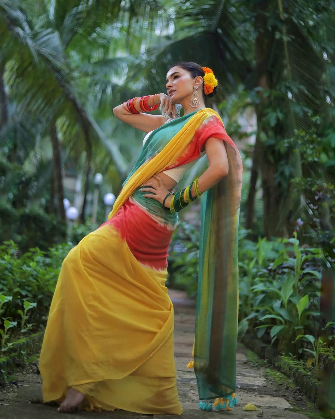 YELLOW TIE AND DYE SAREE - Eternity by Sakshi
