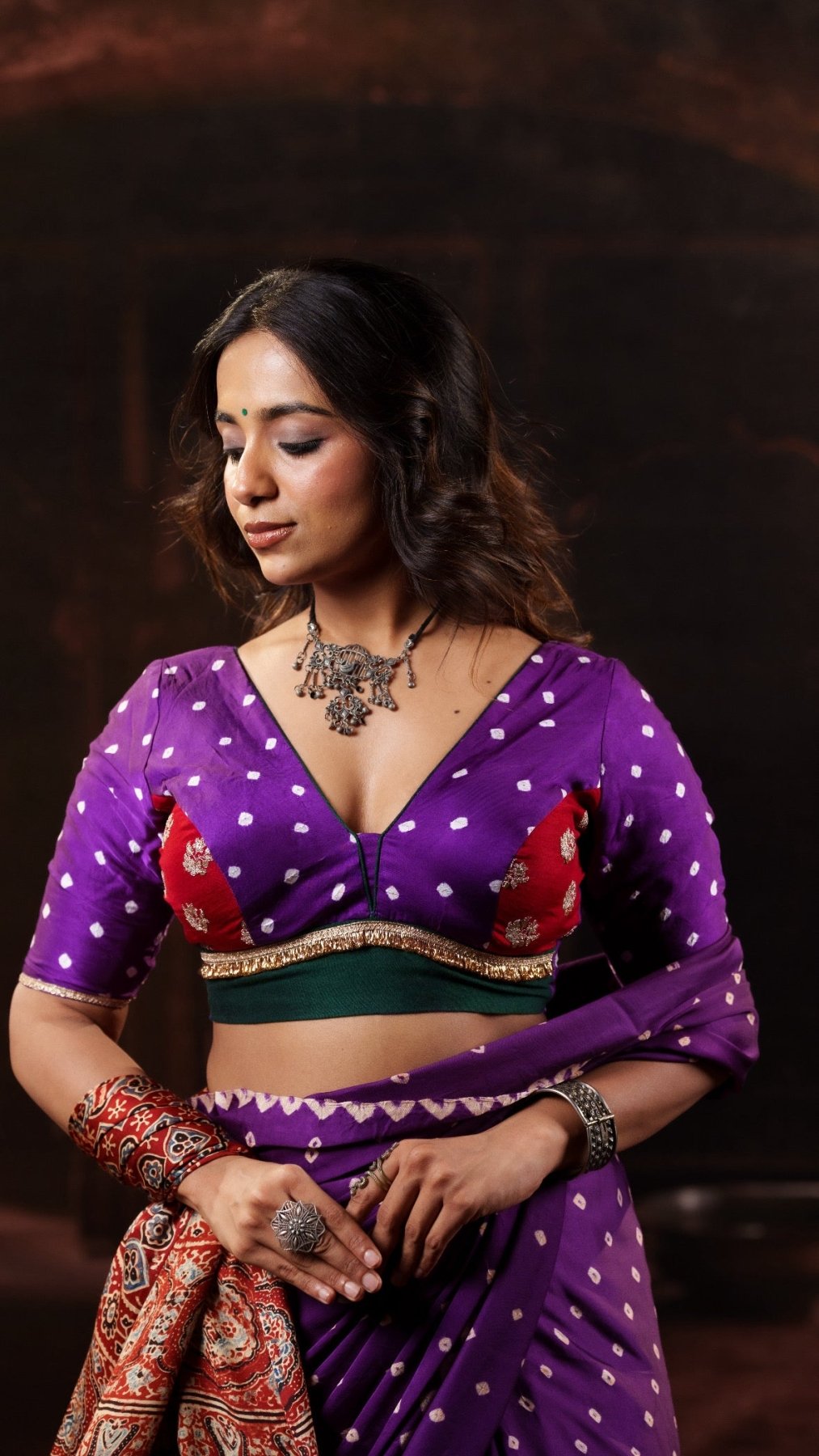 Purple Bandhani Blouse - Eternity by Sakshi