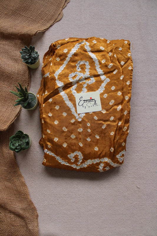 Mustard Plain Bandhani Saree - Eternity by Sakshi